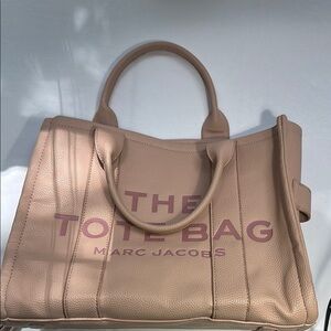 Marc Jacobs Tan Tote with Pink Lettering
